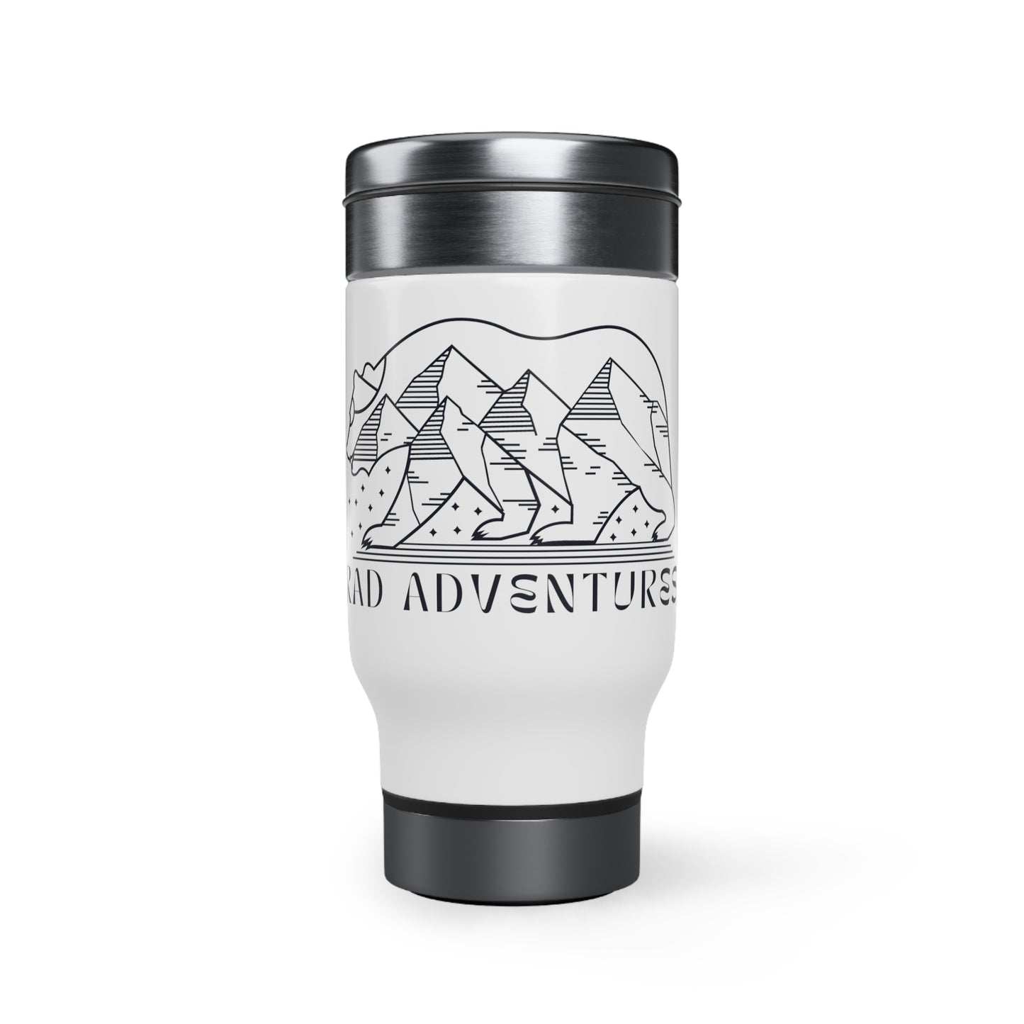 Rad Adventures Mountain Bear Stainless Steel Durable Travel Mug with Handle, 14oz